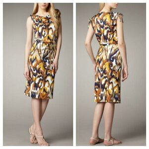 Tory Burch M Verda Printed Jersey Drawstring Detail on off Shoulder Silk Dress